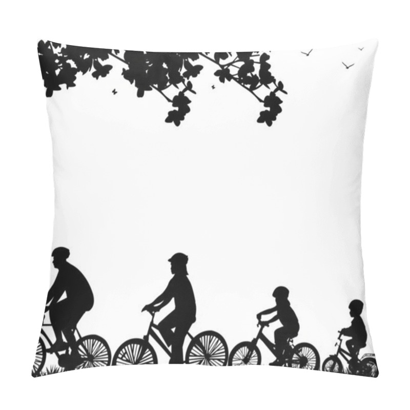 Personality  Family Bike Ride In Park In Spring Silhouette Pillow Covers