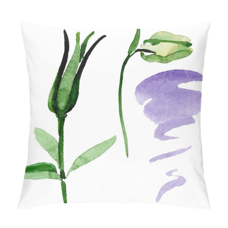 Personality  Green Aquilegia Bud. Beautiful Spring Wildflower Isolated On White. Isolated Aquilegia Illustration Element. Watercolor Background Illustration. Pillow Covers