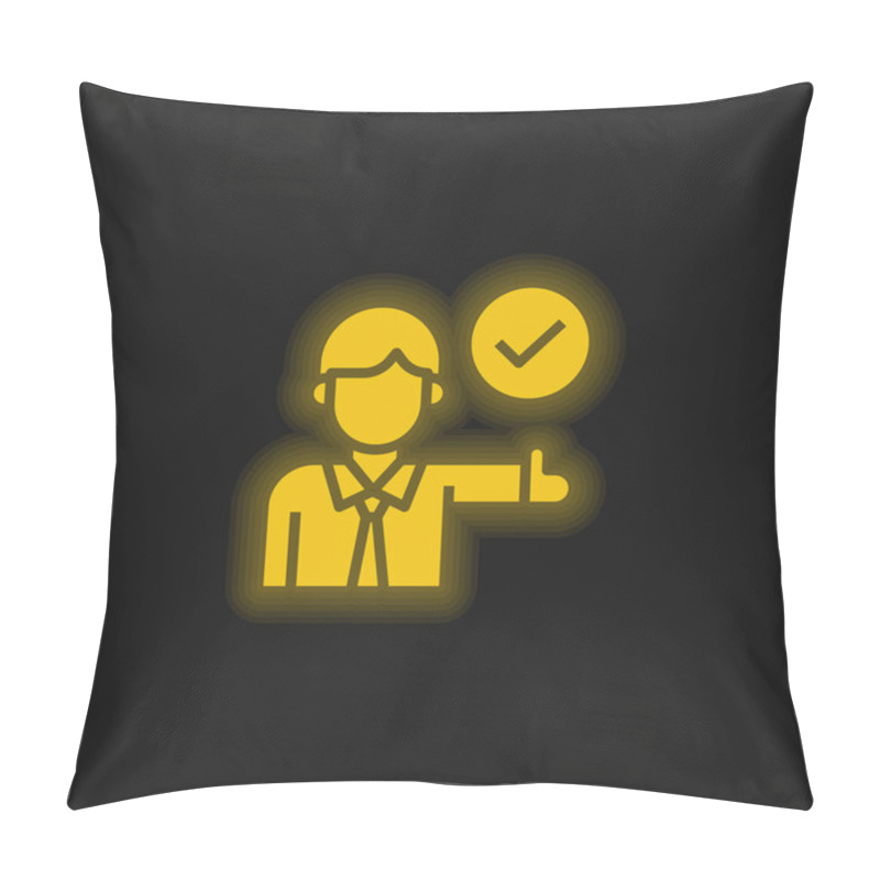 Personality  Approve Yellow Glowing Neon Icon Pillow Covers