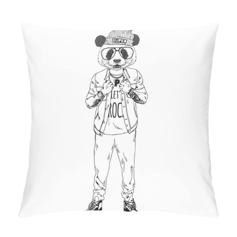 Personality  Panda Boy Dressed Up  Pillow Covers