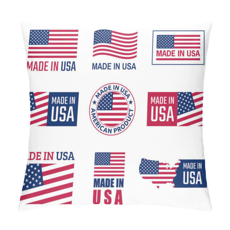 Personality  Made In The Usa Labels Set, American Product Emblem Pillow Covers