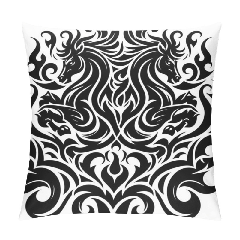 Personality  Intricate Tribal Horse Design With Symmetrical Patterns For Tattoo Or Art Use Pillow Covers