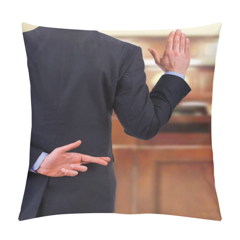 Personality  Business Man With Fingers Crossed. Pillow Covers