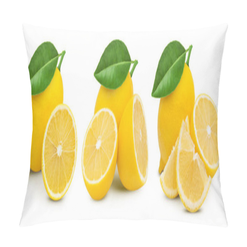 Personality  Lemon Collection. Lemon Isolated On A White Background. Fresh Organic Vegetable. Full Depth Of Field Pillow Covers