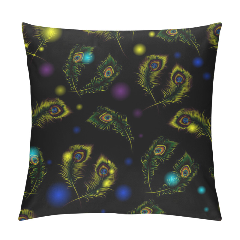 Personality  Beautiful Vector Peacock Feathers Seamless Pattern Pillow Covers