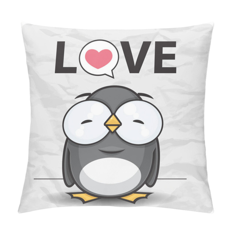 Personality  Vector Valentine´s Day Card With Cartoon Penguin Character. Pillow Covers