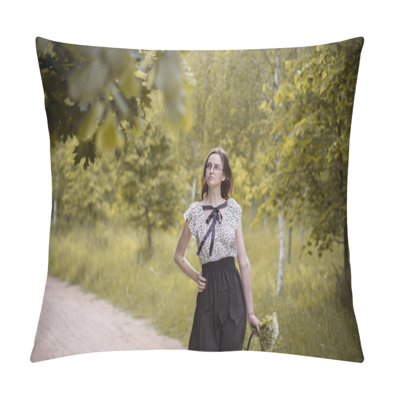 Personality  Girl Walking In The Forest Pillow Covers