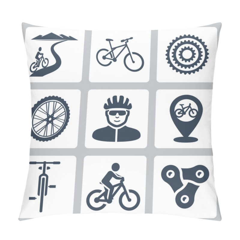 Personality  Vector Bicycling, Cycling Icons Set Pillow Covers