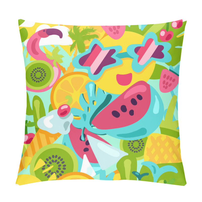 Personality  Tropical Summer Pattern. Bright Fruits And Berries, Pillow Covers