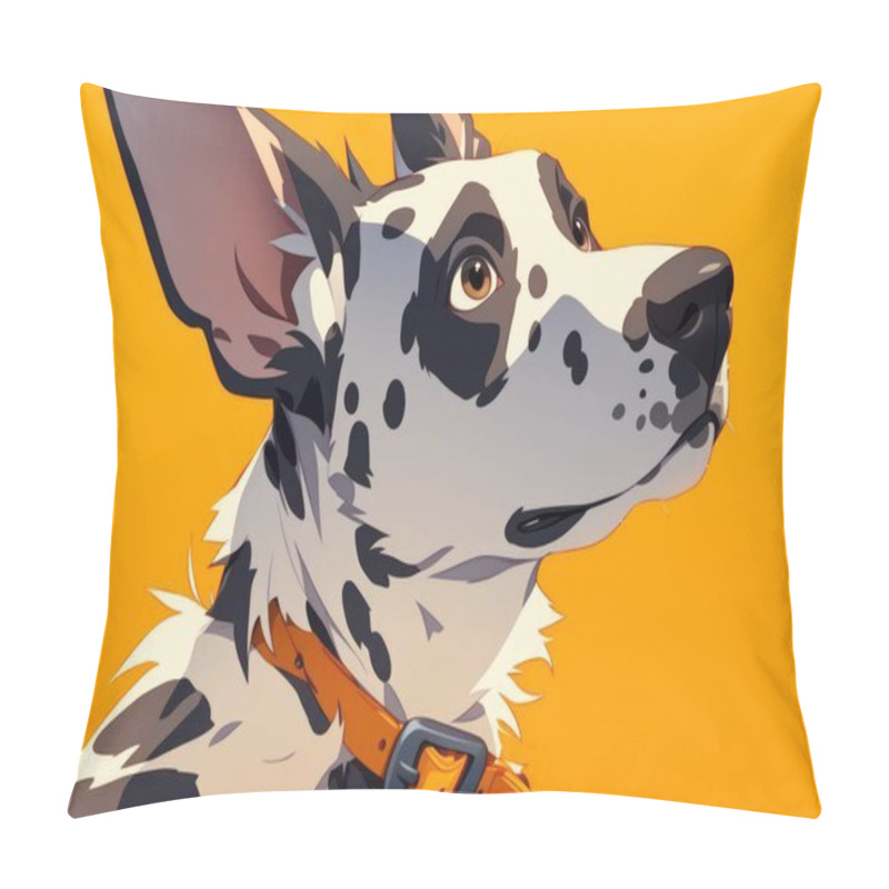 Personality  Digital Art Of A Dalmatian Dog With An Orange Backdrop, Showcasing Vibrant Colors And A Playful Style. Pillow Covers