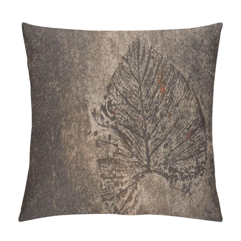 Personality  Leaf Imprint On Cement Texture Background Pillow Covers