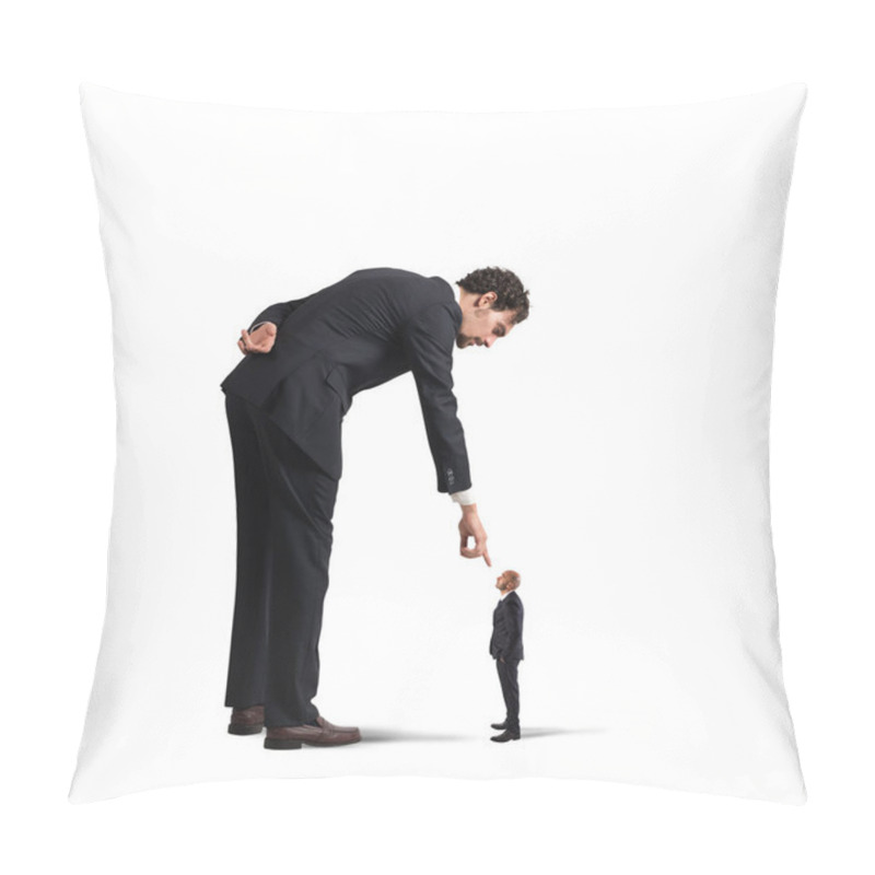 Personality  Businessman  Pointing A Small Man Pillow Covers