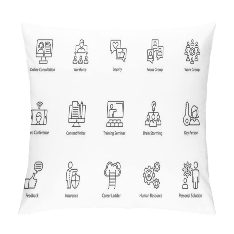 Personality  Pack Of Business Management Line Icons  Pillow Covers