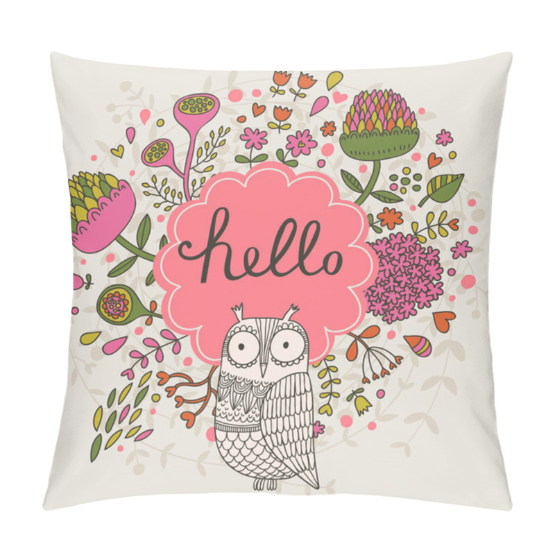 Personality  Summer Cartoon Card With Owl Pillow Covers