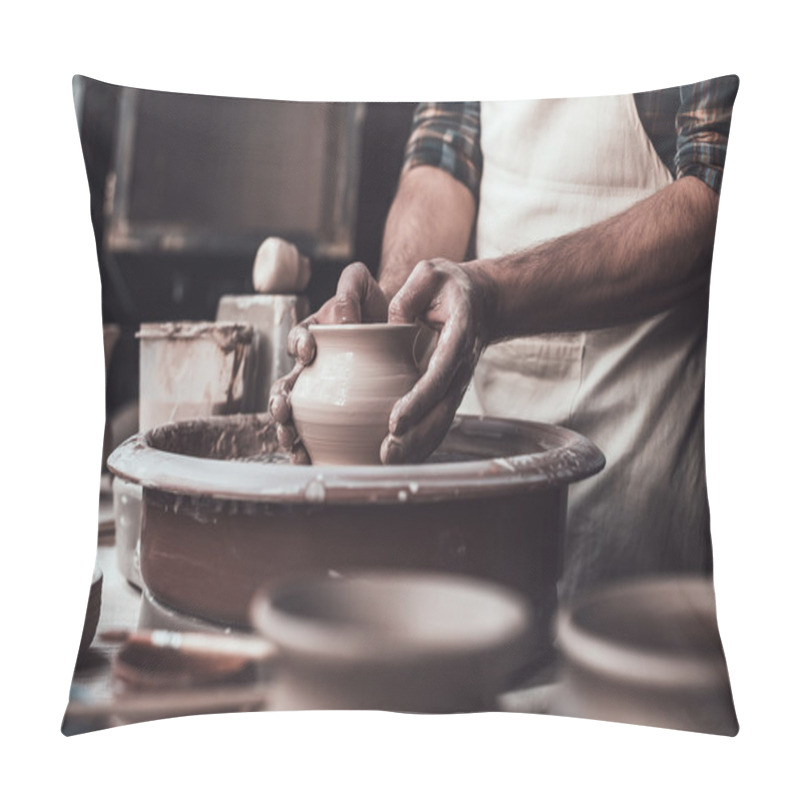 Personality  Man Making Pot On Pottery Wheel Pillow Covers