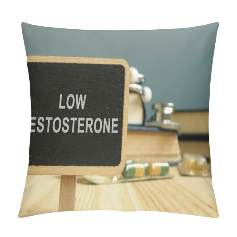 Personality  Sign Low Testosterone And Book On Wooden Surface. Pillow Covers