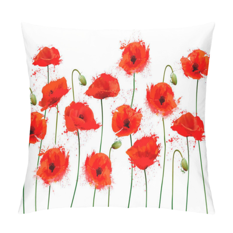 Personality  Abstract Beautiful Background With Red Romantic Blooming Poppies Pillow Covers