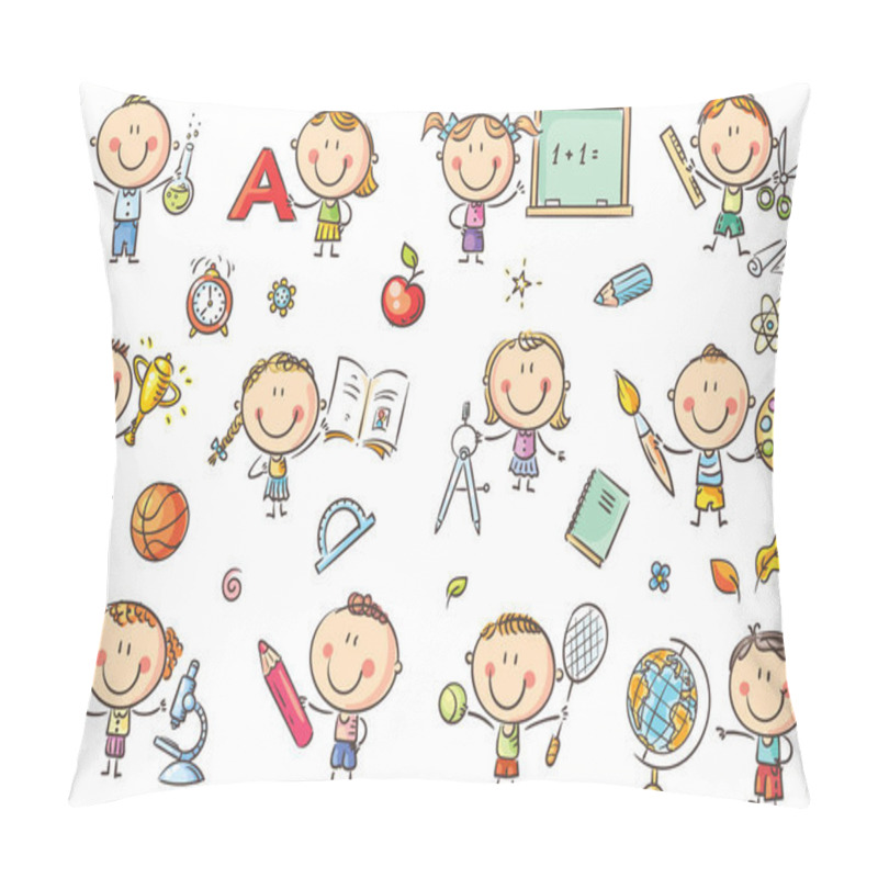 Personality  Kids With School Things Pillow Covers