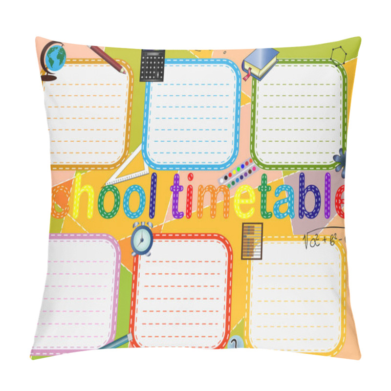 Personality  School Timetable, A Weekly Curriculum Design Template, Scalable Graphic Pillow Covers