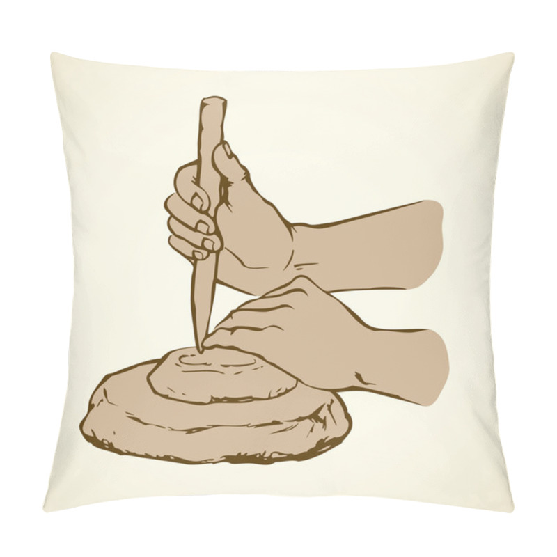 Personality  Vector Illustration. Primitive People Make Stone Tools Pillow Covers