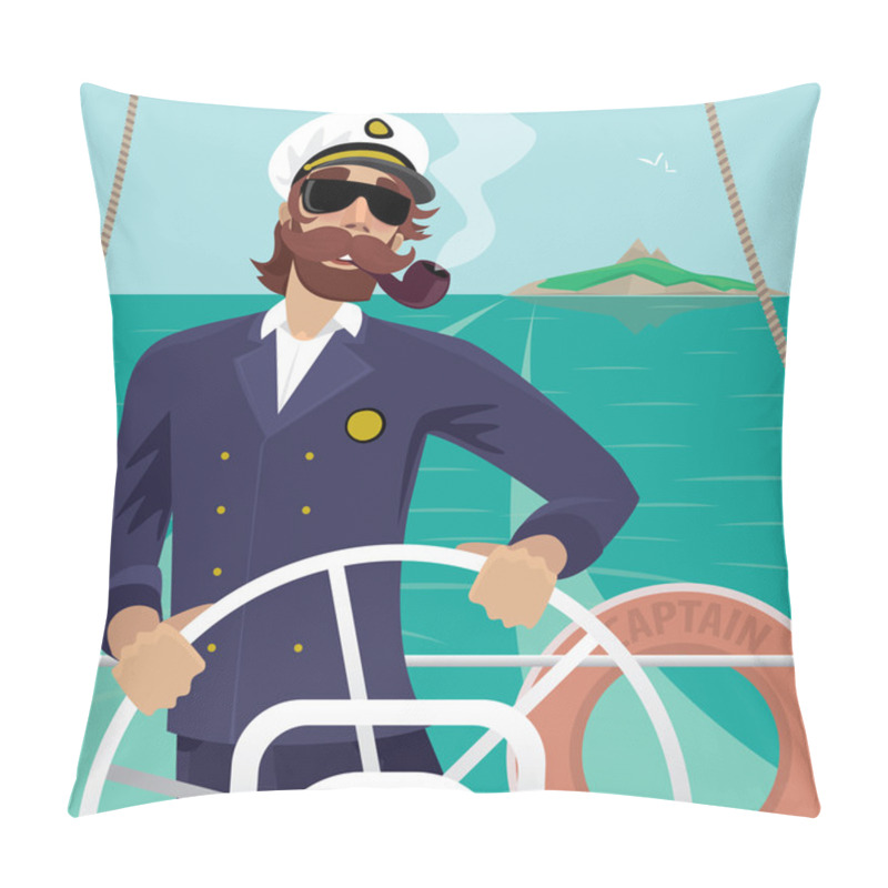 Personality  Sea Captain On The Deck With Ships Steering Wheel Pillow Covers