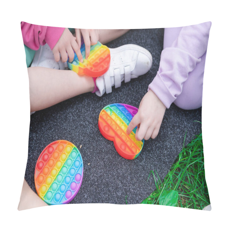 Personality  Trendy Silicon Fidgeting Game Sensory Toy Pop It. Rainbow Soft Silicone Bubbles. Anxiety Relief, Antistress, Mental Health Concept. Anti Stress Game Popit.  Pillow Covers