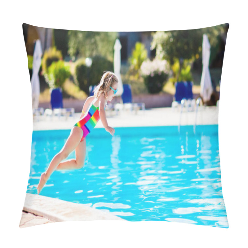 Personality  Child In Swimming Pool On Summer Vacation Pillow Covers