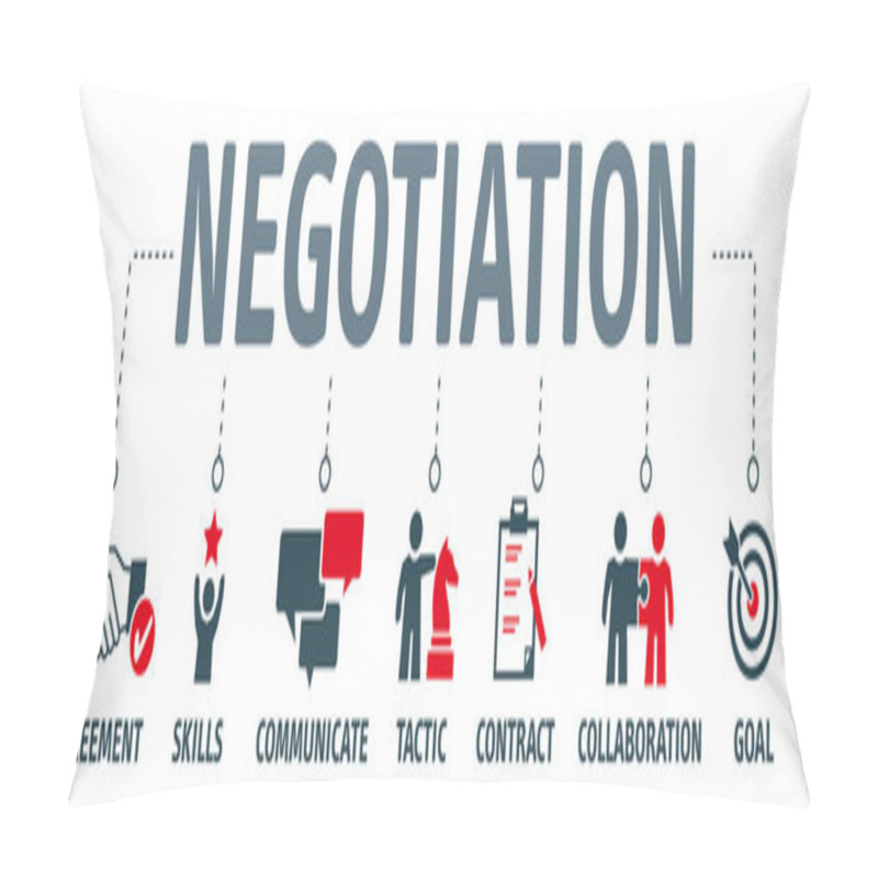 Personality  Banner Negotiation Concept With Icons Pillow Covers