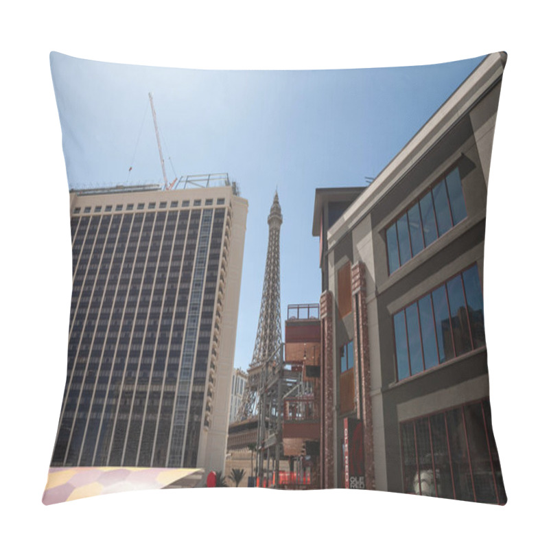 Personality  LAS VEGAS - AUGUST 19, 2024: Eiffel Tower Replica At Paris Las Vegas, A Hotel And Casino On Las Vegas Strip. It's An Entertainment Complex On Las Vegas Strip Copying French Landmarks Like Eiffel Tower. Pillow Covers