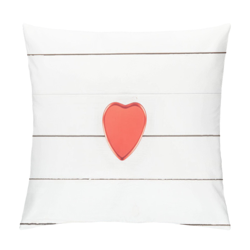 Personality  Top View Of Red Heart Shaped Box On White Wooden Background, St Valentines Day Concept Pillow Covers