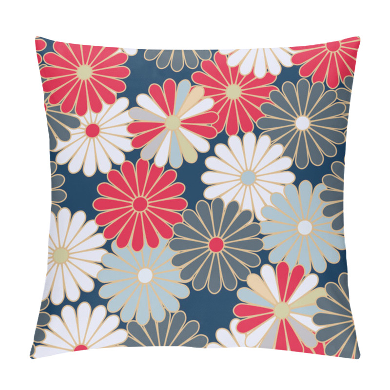 Personality  Japanese Luxury Chrysanthemum Flower Vector Seamless Pattern Pillow Covers