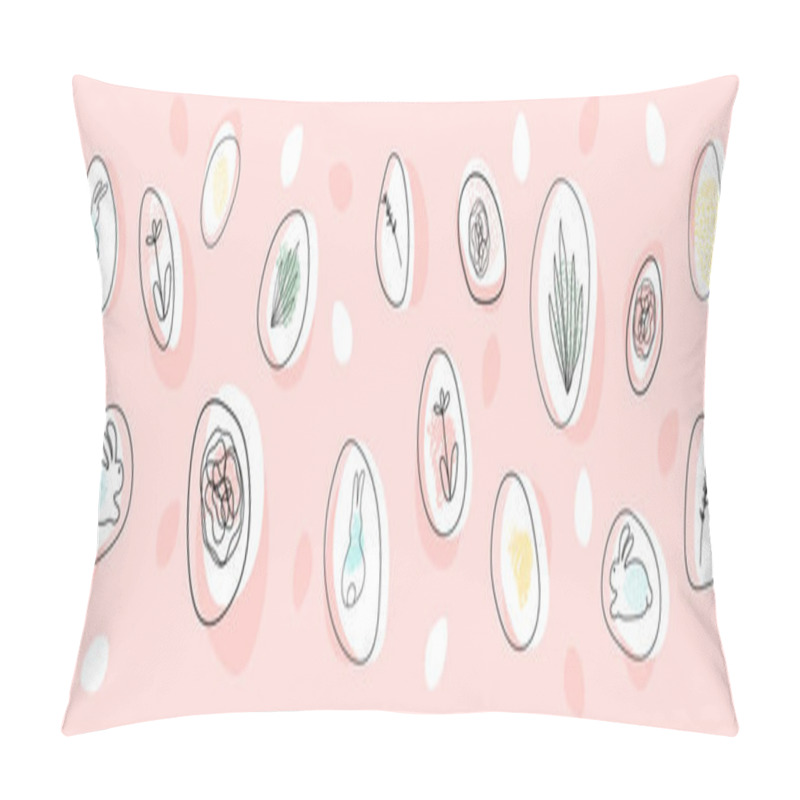 Personality  Happy Easter Advertising Banner With Different Organic Shapes  Pillow Covers