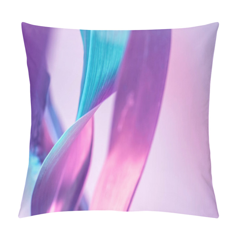 Personality  Close Up Beautiful Swirl Leaf In Neon Light. Minimalism Retro Style Concept. 80s. Background Pattern For Design. Pillow Covers