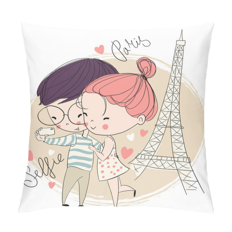 Personality  Young Girl And Boy Making Self Portrait. Pillow Covers