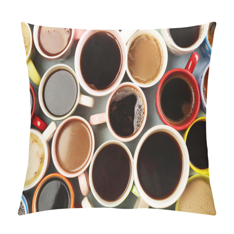 Personality  Many Cups Of Coffee, Top View Pillow Covers