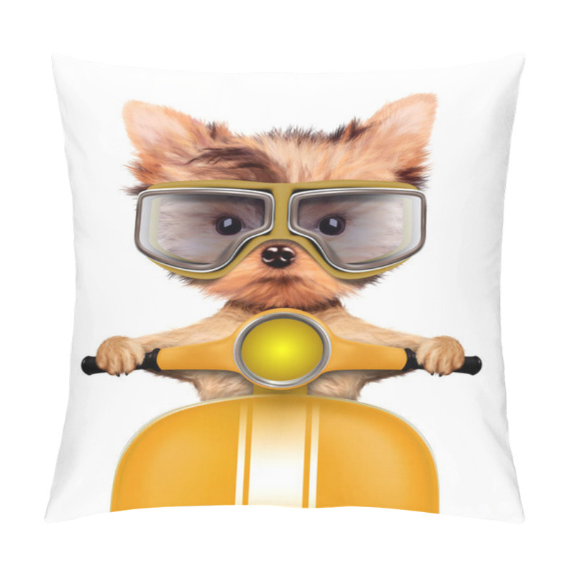 Personality  Adorable Puppy Sitting On A Motorbike Pillow Covers