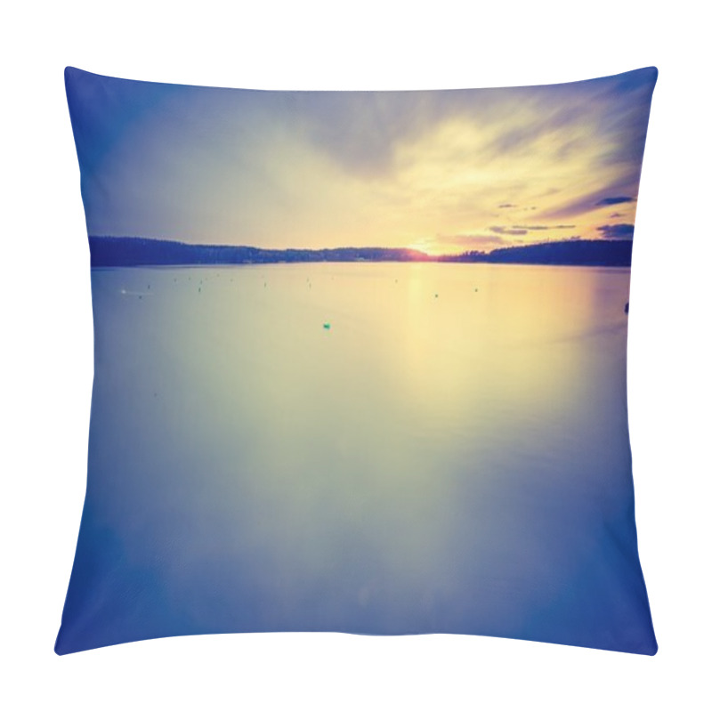 Personality  Sunset Over Calm Lake Pillow Covers