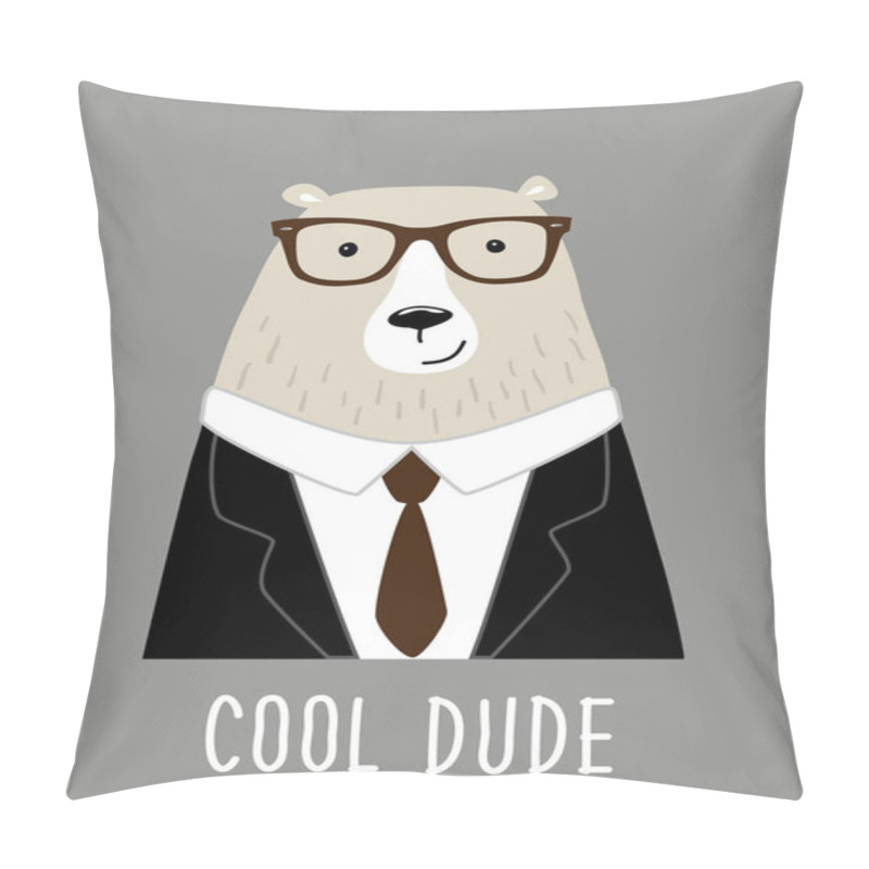 Personality  Cute And Stylish Hipster Bear Businessman In Glasses Pillow Covers