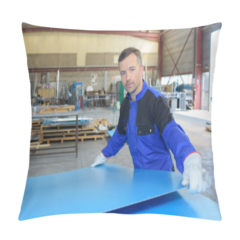 Personality  Workman Moving Sheet Of Metal Pillow Covers