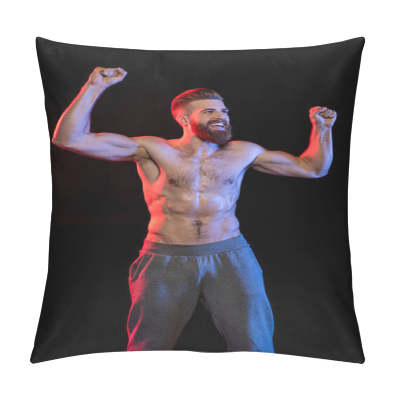 Personality  Bodybuilder Celebrating Triumph Pillow Covers