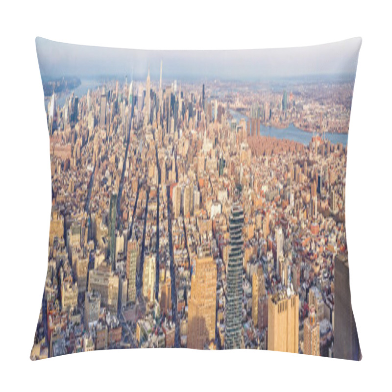 Personality  New York City Manhattan Skyline Panorama. Top View Pillow Covers