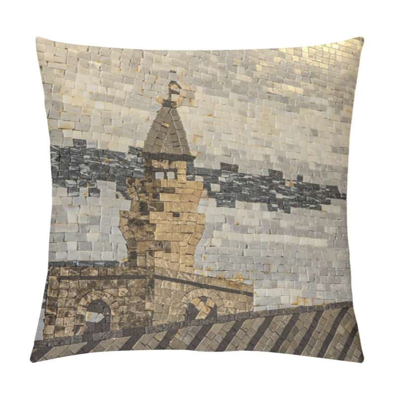 Personality  Detailed Roman Mosaic Displaying Intricate Architectural Designs With Arches. This Historical Artwork Captures The Elegance And Craftsmanship Of Ancient Roman Civilization, Emphasizing Geometry Pillow Covers