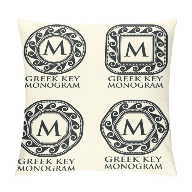 Personality  Greek Key Ornament Monogram Set, Vector Illustration Pillow Covers