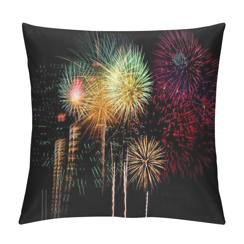 Personality  Fireworks Celebration At Night On  New Year And Copy Space Pillow Covers