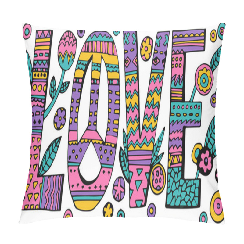 Personality  Psychedelic Hippie Love Lettering Pillow Covers