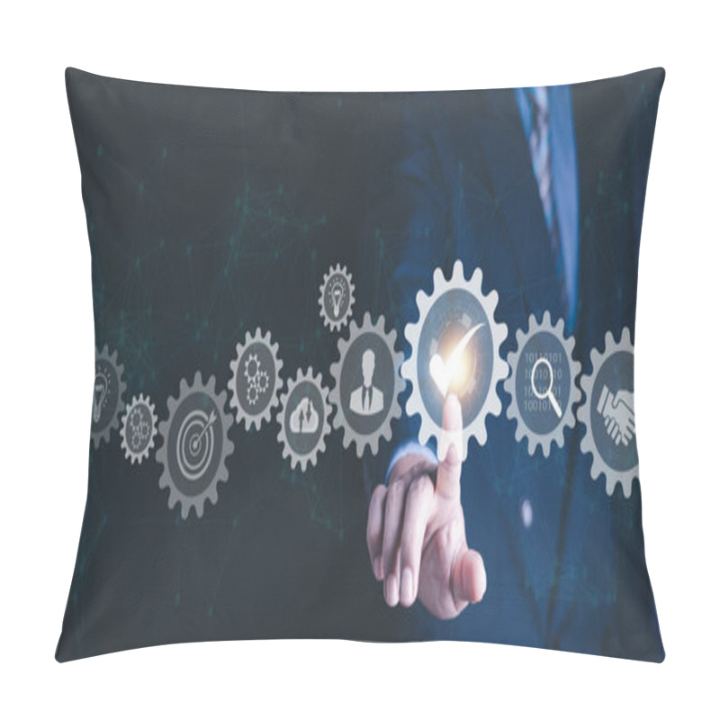 Personality  Quality Management With QA  Assurance, QC Control And Improvement. Standardization And Certification Concept. Compliance To Regulations And Standards. Concept With Manager Or Auditor. Pillow Covers