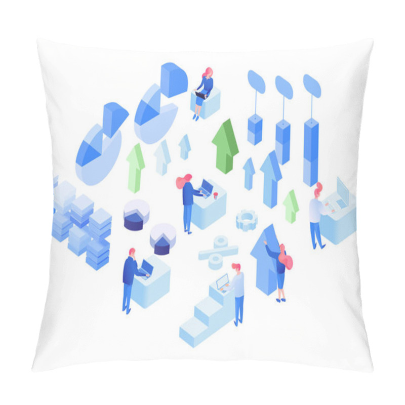 Personality  Data Analytics Isometric Vector Illustrations Set Pillow Covers