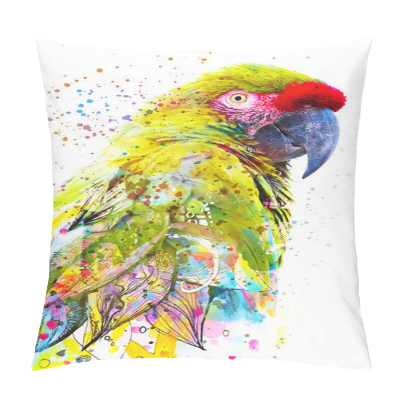 Personality  Paintography. Double Exposure Photograph Of A Tropical Parrot Co Pillow Covers