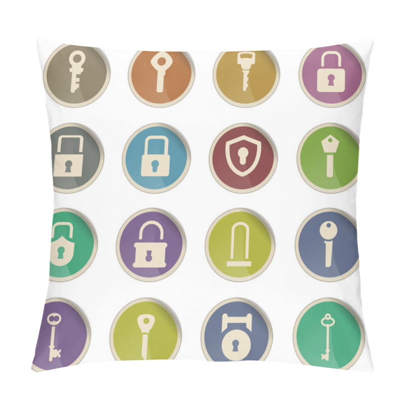 Personality  Lock And Key Icon Set Pillow Covers