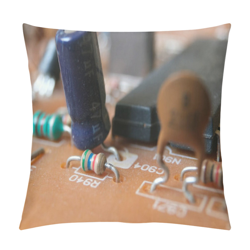 Personality  Low Power Resistor On The Electronic Circuit Board. Focused On The 0.125 W - 5.6K Resistor.  Pillow Covers